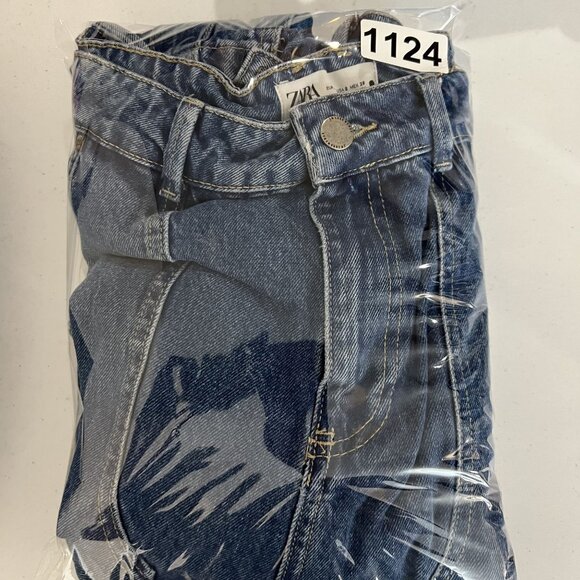 Zara Womens 6 Baggy Hi Rise Wide Leg Utility Multi Pocket Cargo Blue Denim - Picture 16 of 16